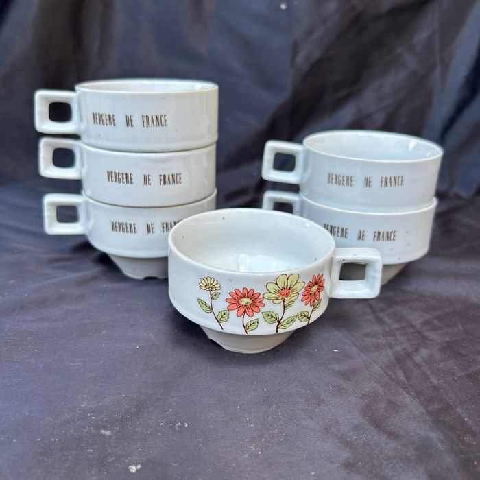 6 tasses à café en grès vintage bergère de France - photo numéro 4