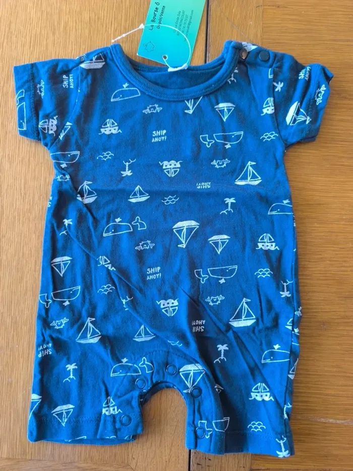 309768 barboteuse bleue marine garçon 1 mois sans marque