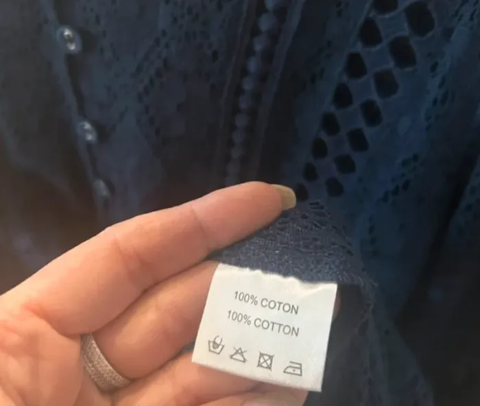 Nina Kaufmann, blouse top haut invisible dentelle bleue femme, taille 36/S - photo numéro 6