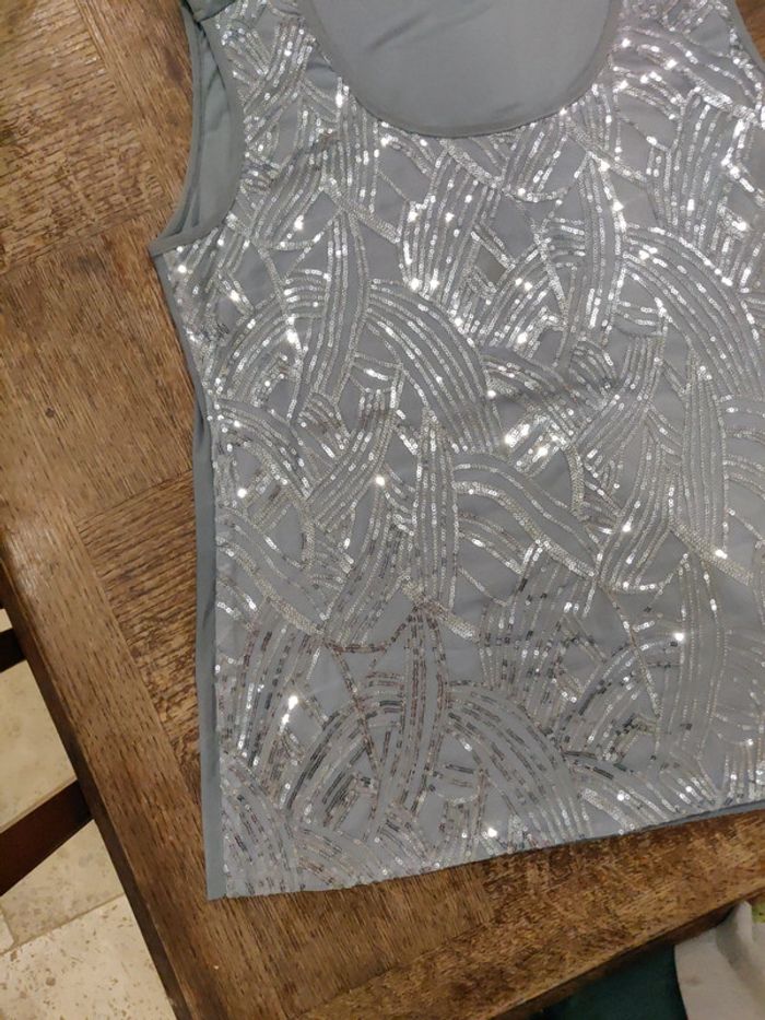 Débardeur grande taille sequins argentés taille XL - photo numéro 2