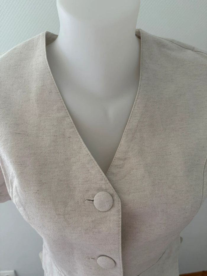 Blouse vintage en lin en très bon état taille 38-40 - photo numéro 3