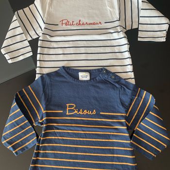 Lot 2 t-shirt ML TAO 12 mois Petit Charmeur & Bisous
