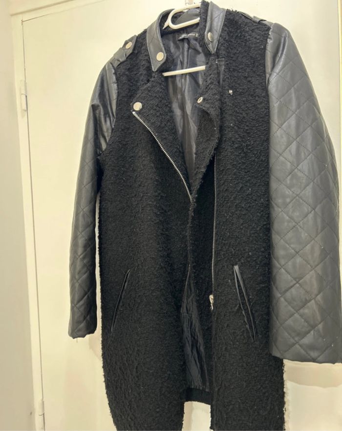 Manteau Noir taille M Effet Laine Bouclée - photo numéro 3