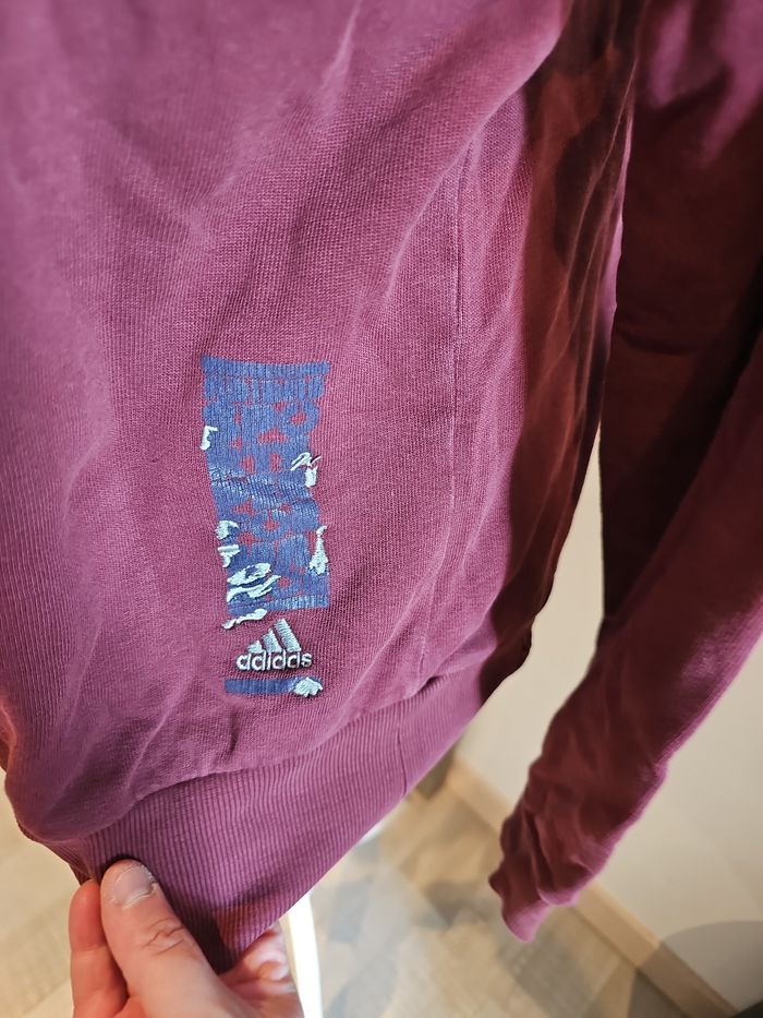 sweat adidas vintage bordeaux violet capuche taille m - photo numéro 4
