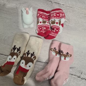Lot de 3 paires de chaussettes antidérapantes 9-12 mois Noël