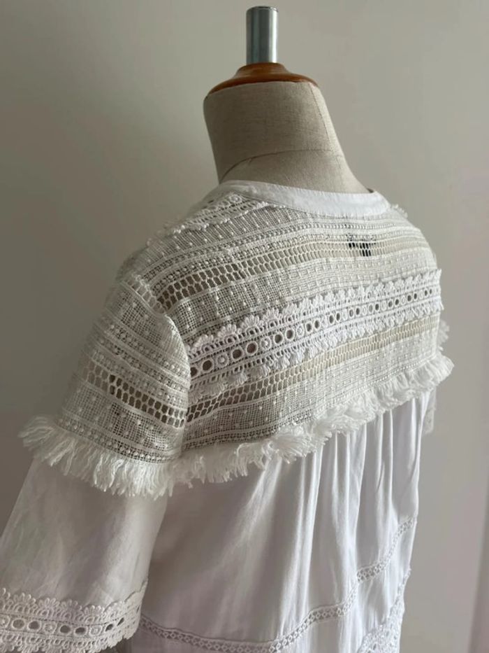 Robe blanche brodée Bérénice manches courtes – Taille 36 - photo numéro 4