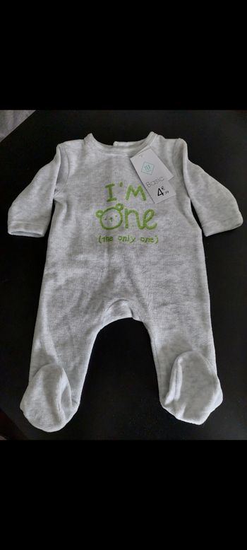 Grenouillère grise I'm One fille 1 mois 