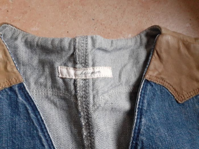 Veste sans manche en jeans avec pieces en cuir - photo numéro 5