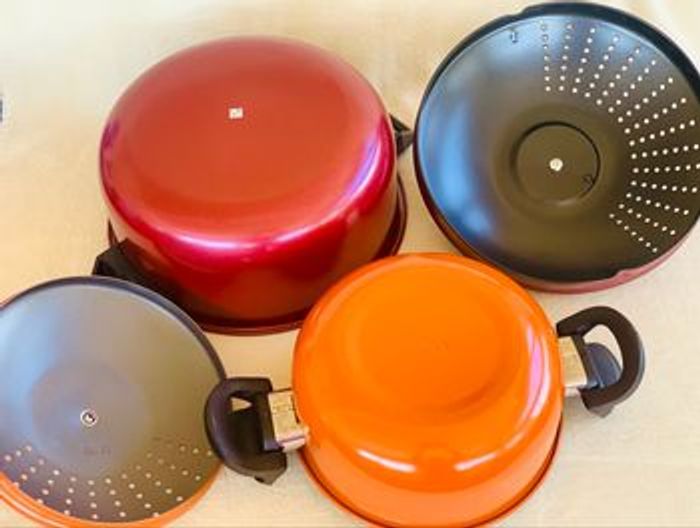 Lot 2 casseroles pour les pâtes avec couvercle passoire - photo numéro 3