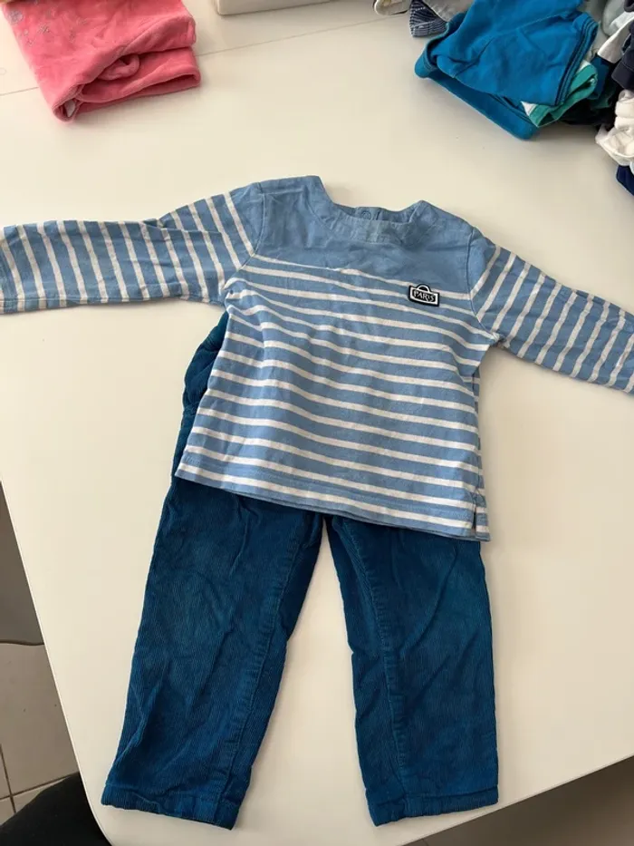 Ensemble Jacadi 18 mois – haut marinière + pantalon velours