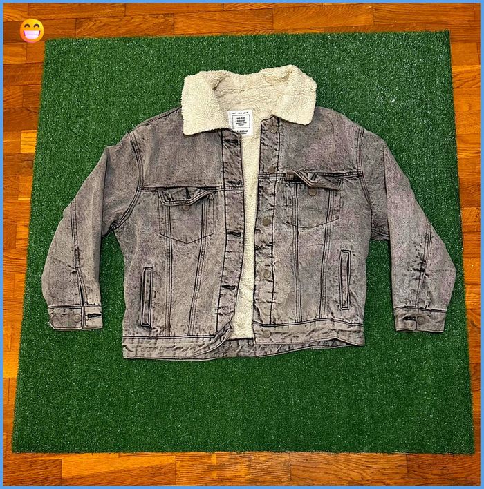 Veste en jean Pull&Bear doublée sherpa gris délavé taille S