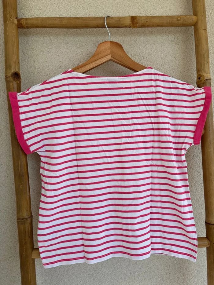 t-shirt marinière rose et blanc - photo numéro 6