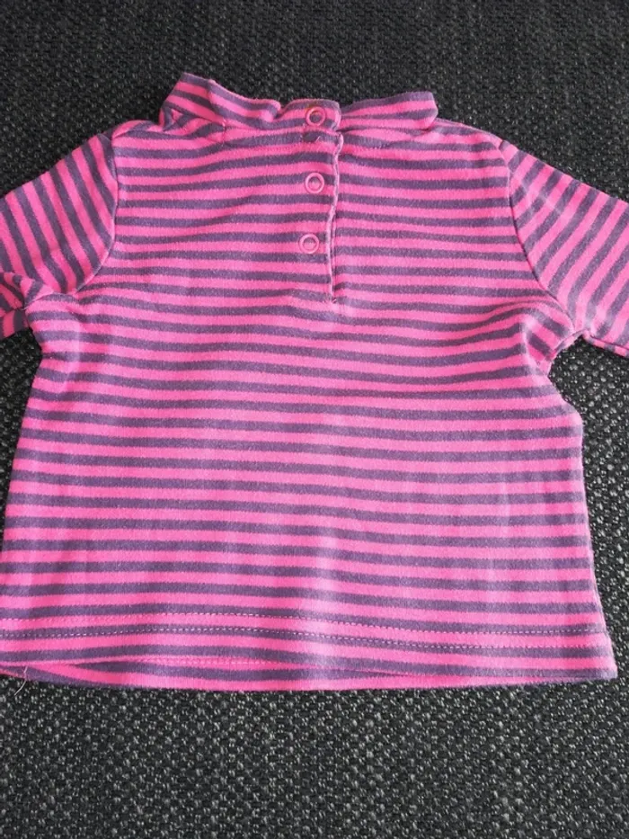 Lot de deux jolis tee-shirts sous pulls, bébé fille, 3mois - photo numéro 8