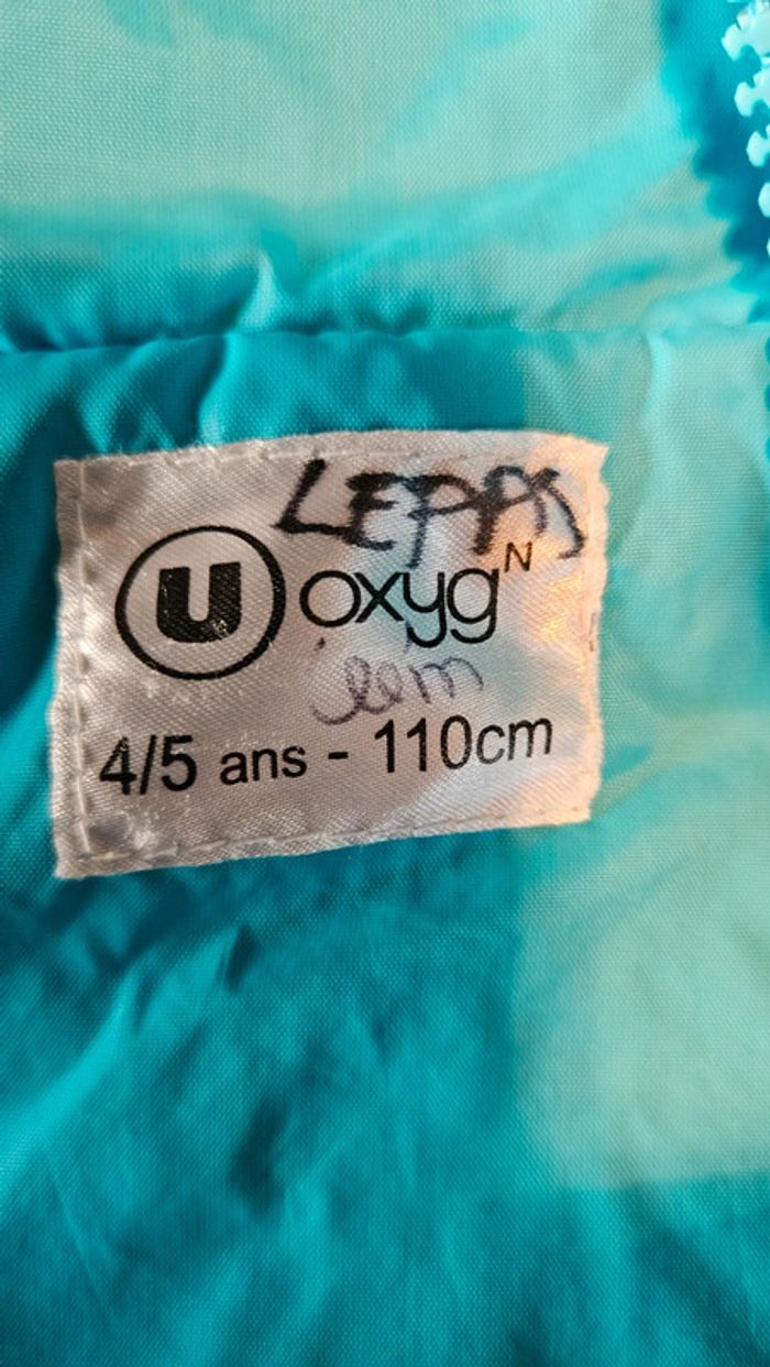 Veste coupe vent imperméable avec capuche, bleu turquoise, U Oxyg, 4/5 ans, nickel - photo numéro 5