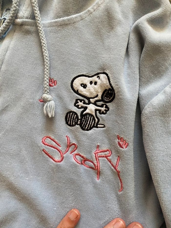 Gilet zippé à capuche Snoopy bleu clair M - photo numéro 2