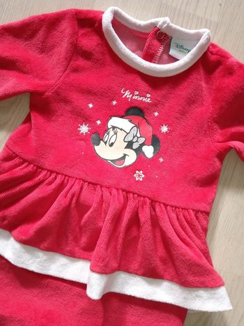 Pyjama de Noël en velours rouge Minnie Disney Baby T. 6 mois Neuf