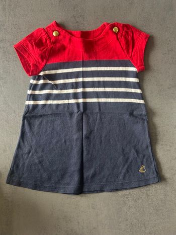 👗Robe intemporelle manches courtes - Rouge et Bleue - Perit Bateau - 3 mois