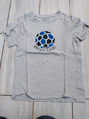 Tee-shirt garçon manches courtes à sequins foot 10 ans