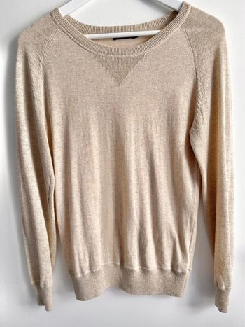 Pull fin Monoprix taille 1 beige / doré en coton avec du lurex (fibres métallisées)