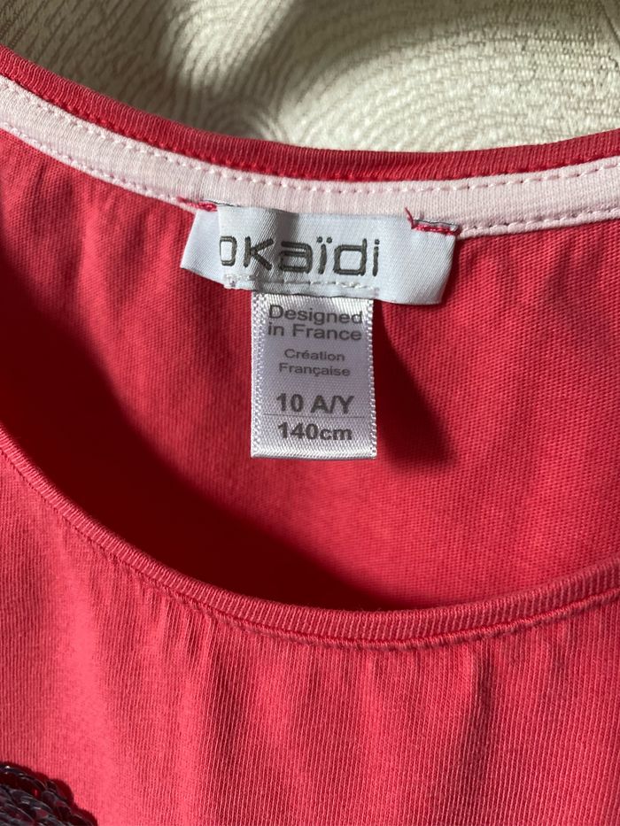 T-shirt rose bonbon Coeur en sequins 10 ans Okaidi - photo numéro 4