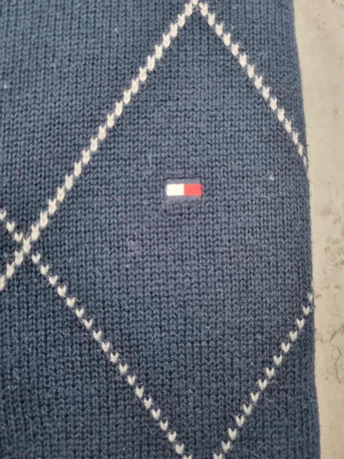 Veste zippée bleu marine à losanges Tommy Hilfiger – Taille L Homme (mesures en photos) - photo numéro 7