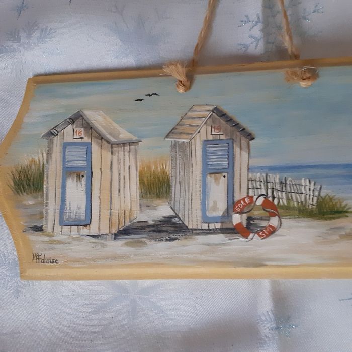 Pancarte décorative en bois *motif cabanes de plage - photo numéro 4