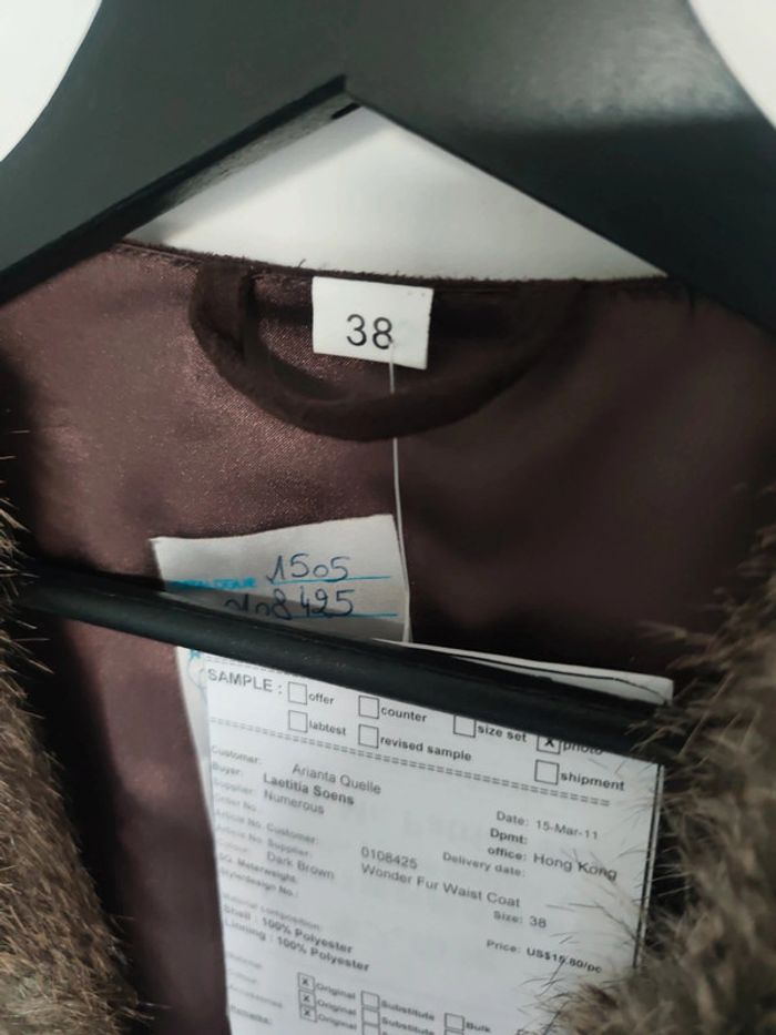 Gilet sans manche en fausse fourrure marron 38 - photo numéro 3