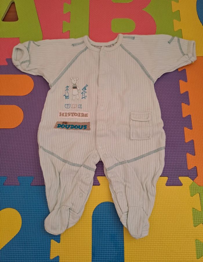 Pyjama grenouillère 1 pièce bleu clair doudou, kiabi, taille 3 mois (60 cm)