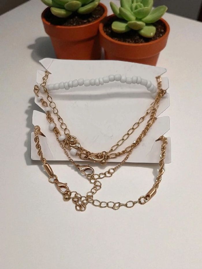 Lot 5 bracelets ajustables dorés - photo numéro 2
