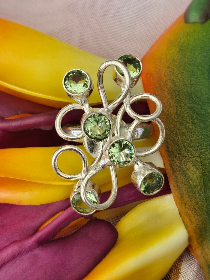 Bague en argent sterling 925 avec pierre peridot - photo numéro 2