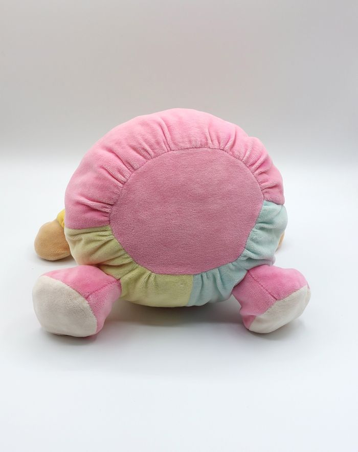 Peluche doudou boule ours jaune rose bleu MGM Dodo d’amour formes rond carré triangle grelot 24 cm - photo numéro 3