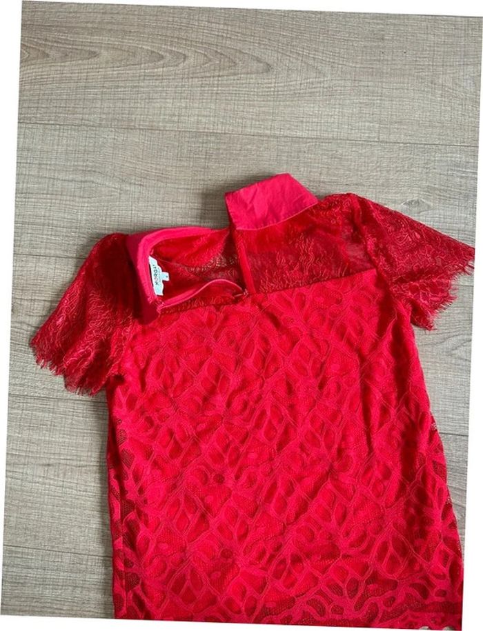 Haut rouge en dentelle à manches courtes Morgan taille S jamais porté - photo numéro 13