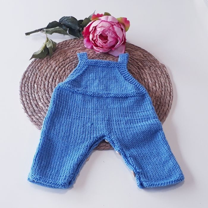 Salopette tricot bébé naissance garçon bleu - photo numéro 4