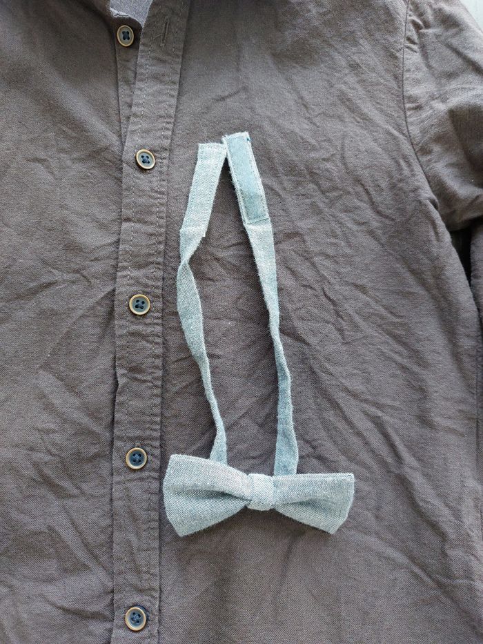 Chemise manche longue avec son nœud papillon garçon 100% coton - photo numéro 2