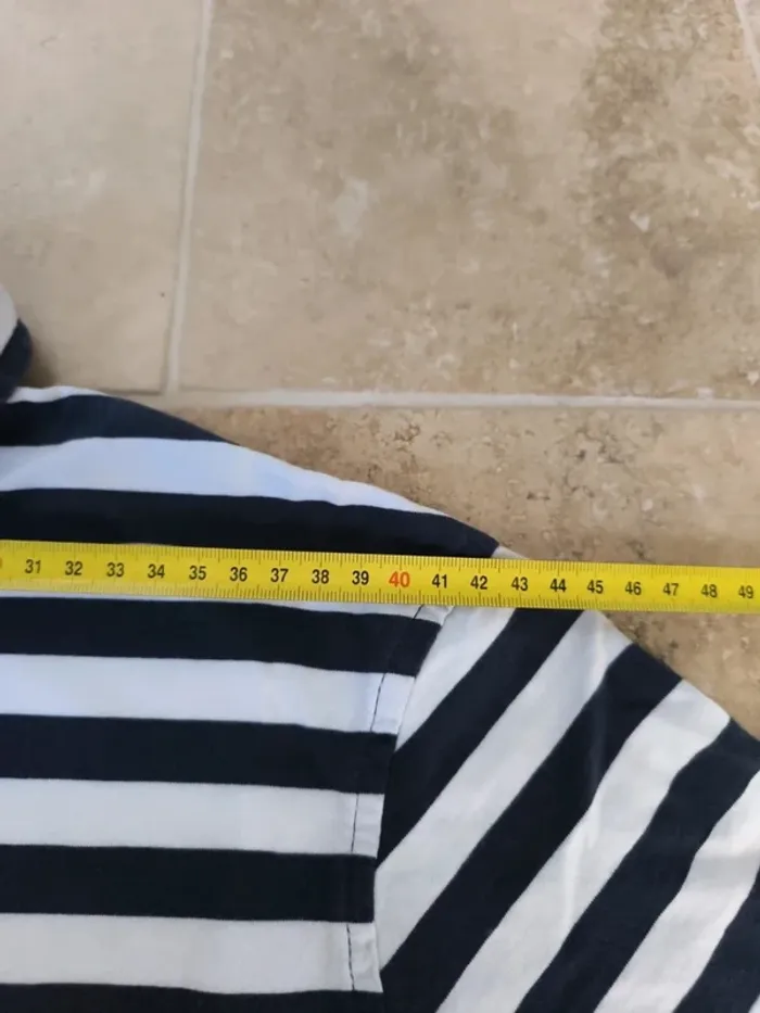 Polo Ralph Lauren homme M tissu fin rayures marine et blanche poche logo bleu ciel - photo numéro 7