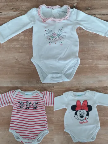 Lot de 3 magnifiques bodies manches longues - fille - 1 mois