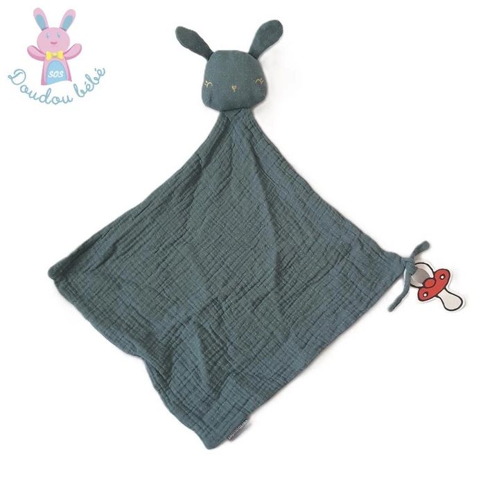 Doudou plat Lapin lange vert doré pois Vertbaudet