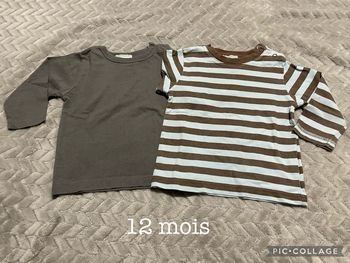 Lot chemise + 2 tshirts ML 12 mois