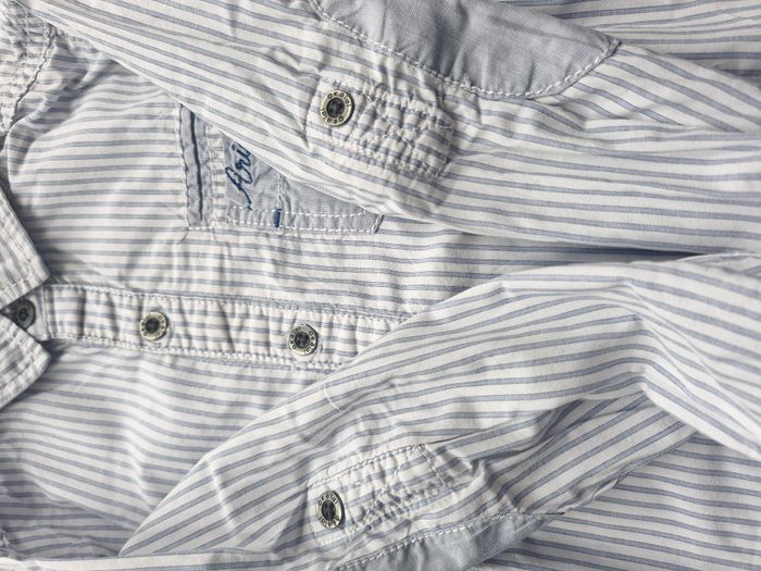 Chemise manches longues 3 ans Okaïdi Blanc rayure bleu clair - photo numéro 5