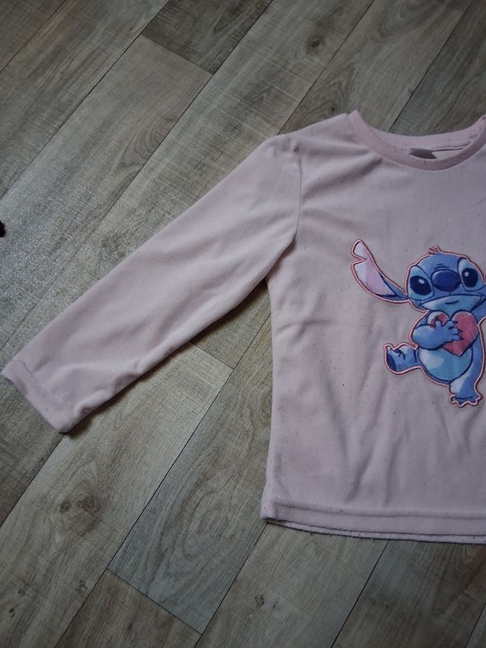 Pyjama fille en velours rose clair stitch 5-6 ans - photo numéro 3