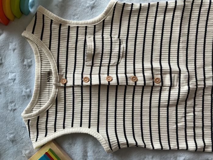combinaison short débardeur blanc rayé noir 3 ans poche poitrine kiabi - photo numéro 6