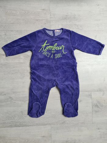 Pyjama velours violet/bleu foncé Tombeur des bacs à sable DPAM 12 mois