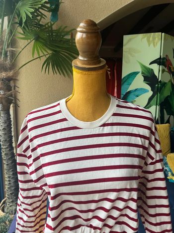Sweat marinière Zara – Bordeaux & blanc – Taille S