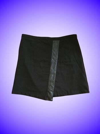 Jupe Patineuse Noire Élégante Blancheporte – Bande Simili Cuir Asymétrique – Taille 44 XXL – Très Bon État