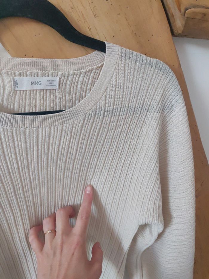 Haut court manches amples beige basic MNG taille M - photo numéro 6