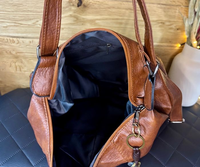 Sac à main marron convertible sac à dos femme simili cuir grande capacité neuf - photo numéro 4