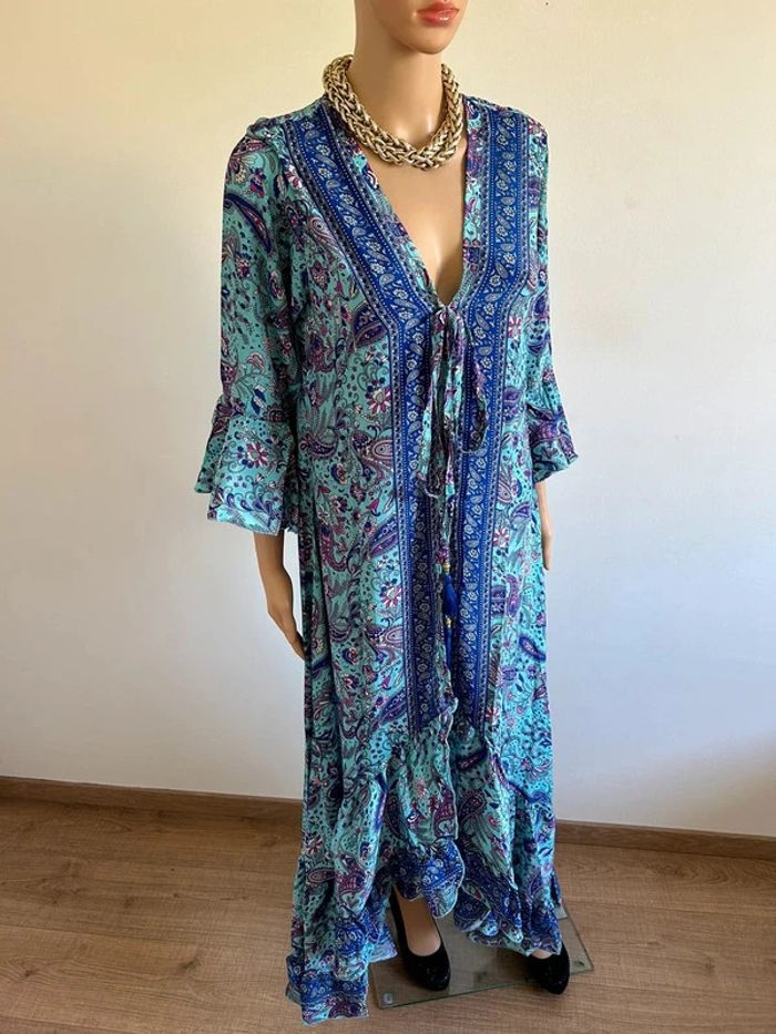 Kimono long imprimé neuf en soie taille unique - photo numéro 2