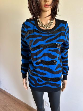 Pull bleu et noir avec sequins Morgan taille S TBE