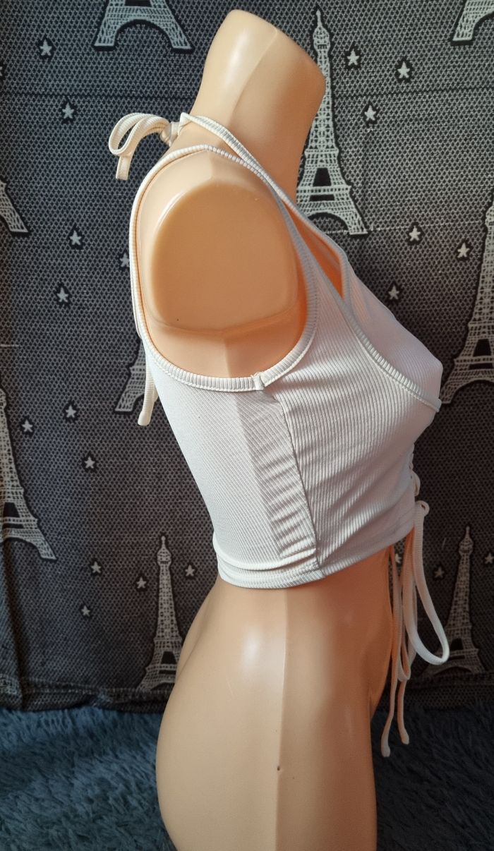 Top court côtelé uni à bretelles taille XS - photo numéro 3