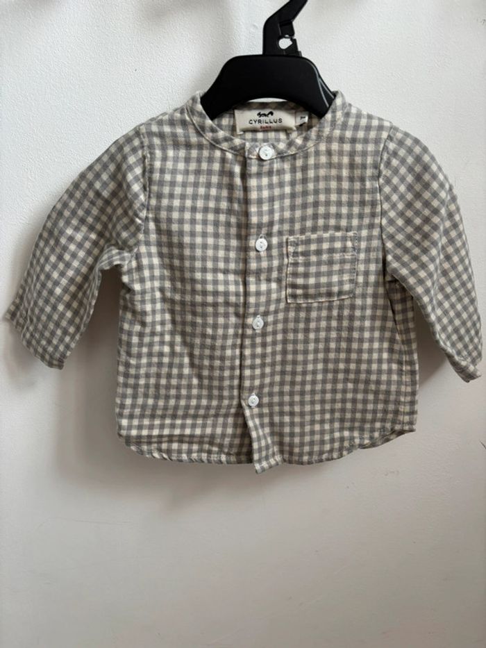Chemise manches longues mixte grise vichy Cyrillus 3 mois - photo numéro 2